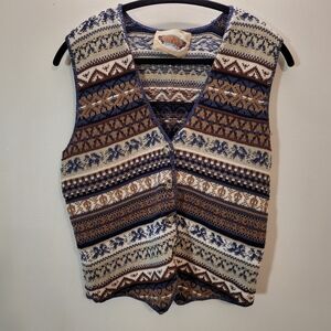 Nevada Vintage Patterned Knitted Vest - Size M